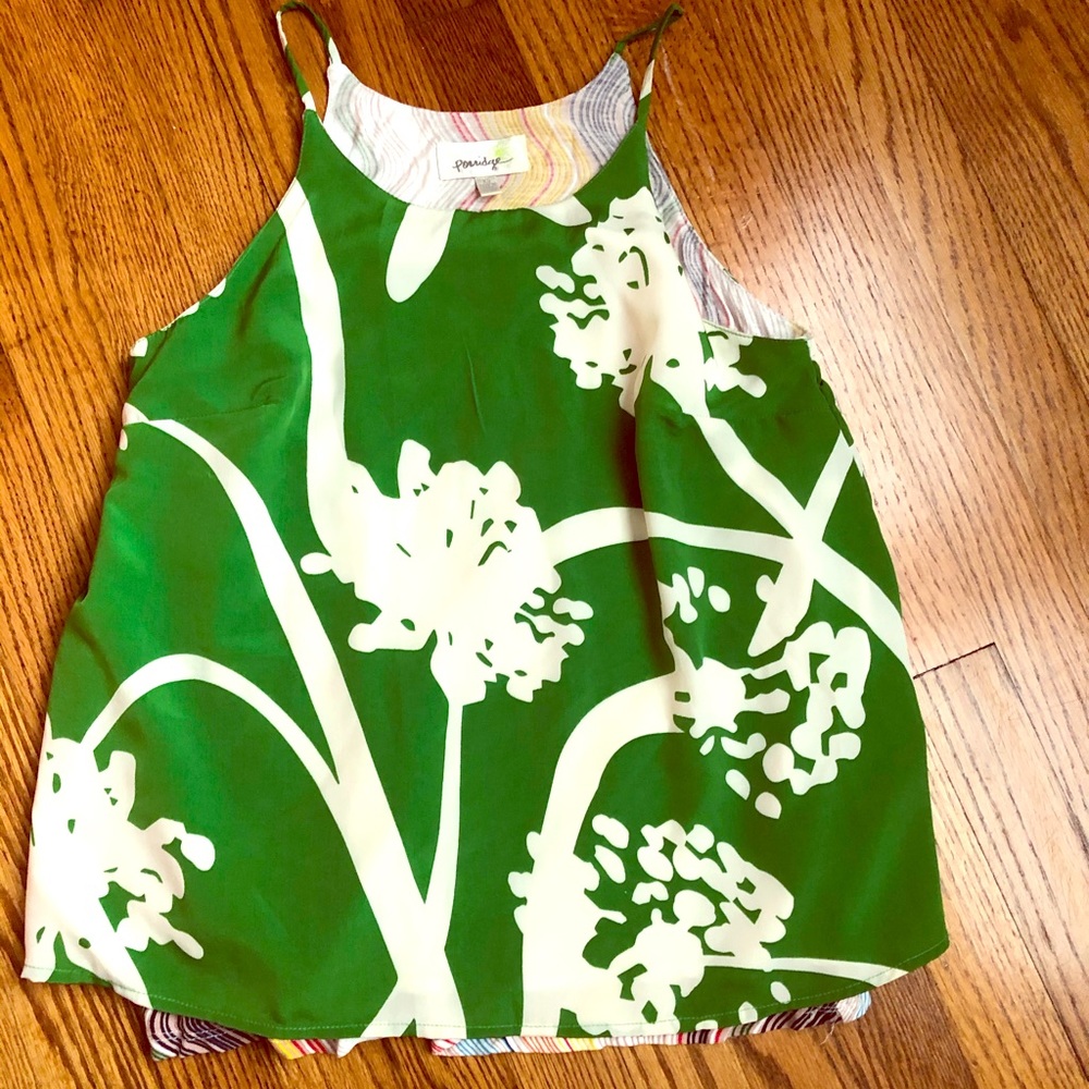 Anthropologie Porridge XS green floral top